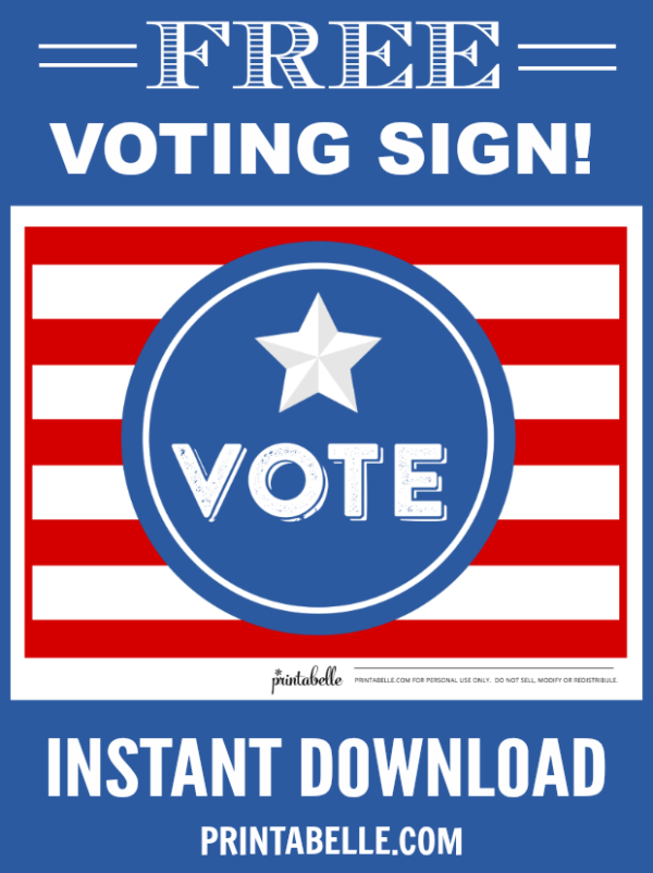 Free Printable VOTE Sign Printabelle