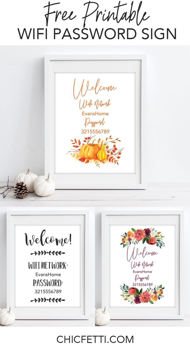 Free Printable Wifi Password Signs For Thanksgiving And Fall Free Wifi 