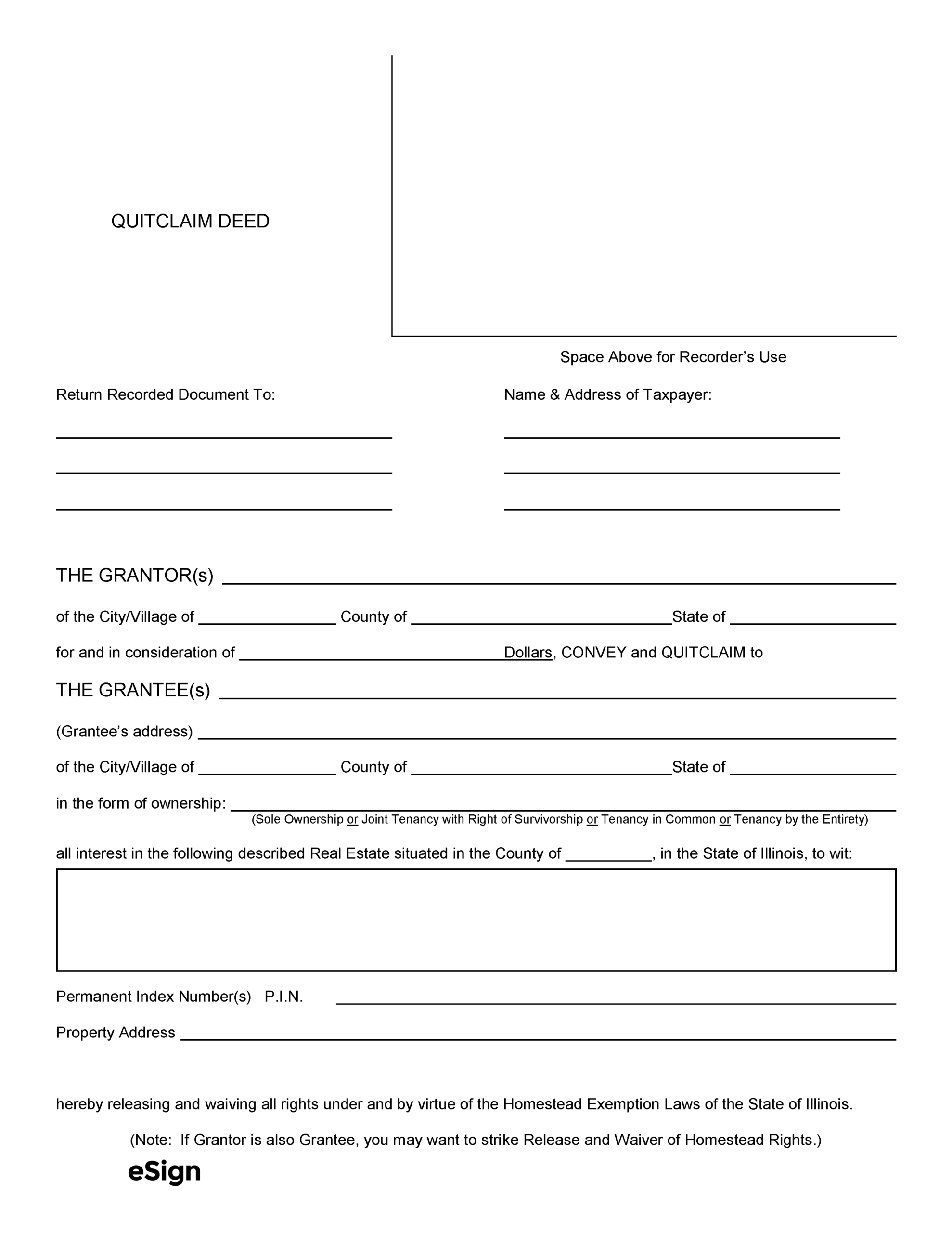 Free Quit Claim Deed Form Printable PDF Template 46 OFF