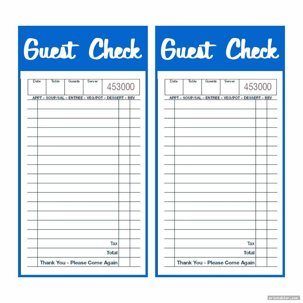 Guest Check Printable Template Business PSD Excel Word PDF