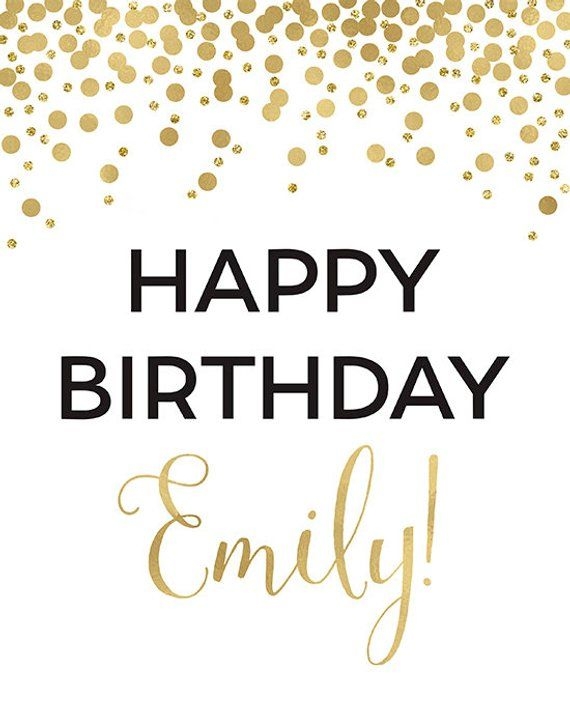 Happy Birthday Sign Printable Birthday Party Sign Gold Confetti Party