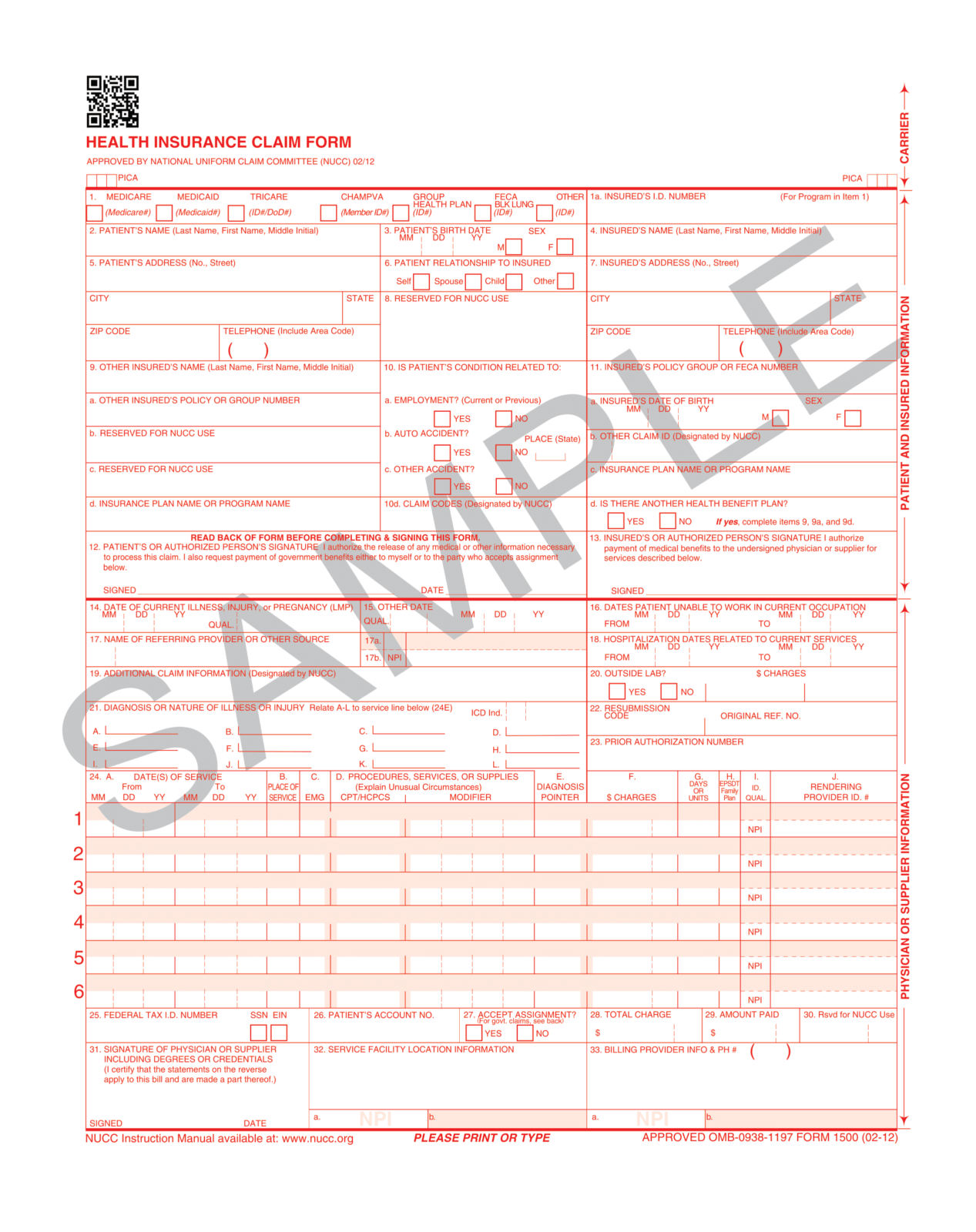 Hcfa 1500 Printable Form