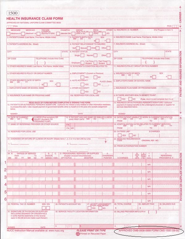 Hcfa Form Printable Printable Forms Free Online