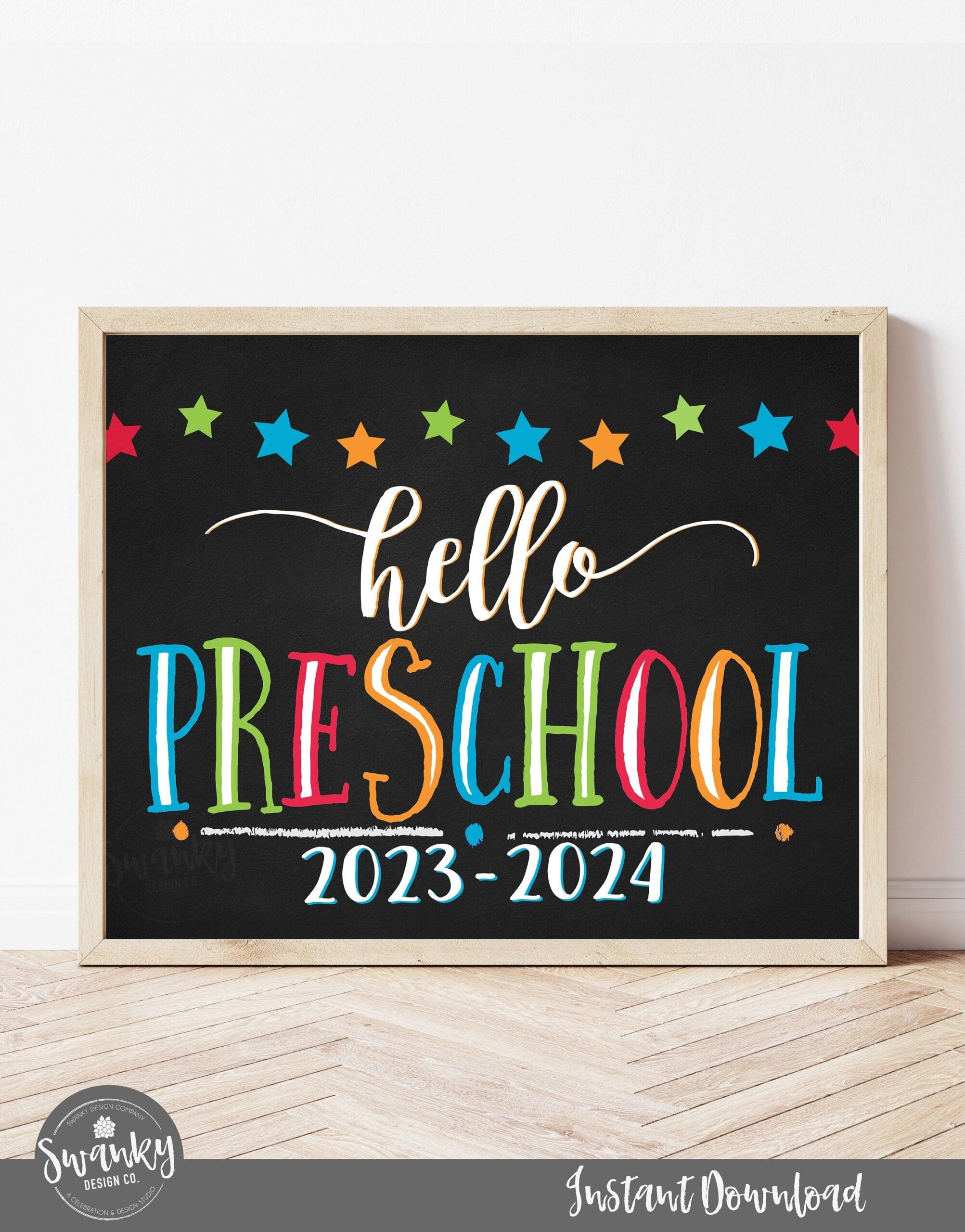 Hello Preschool Sign Printable First Day Of Preschool Back To School 