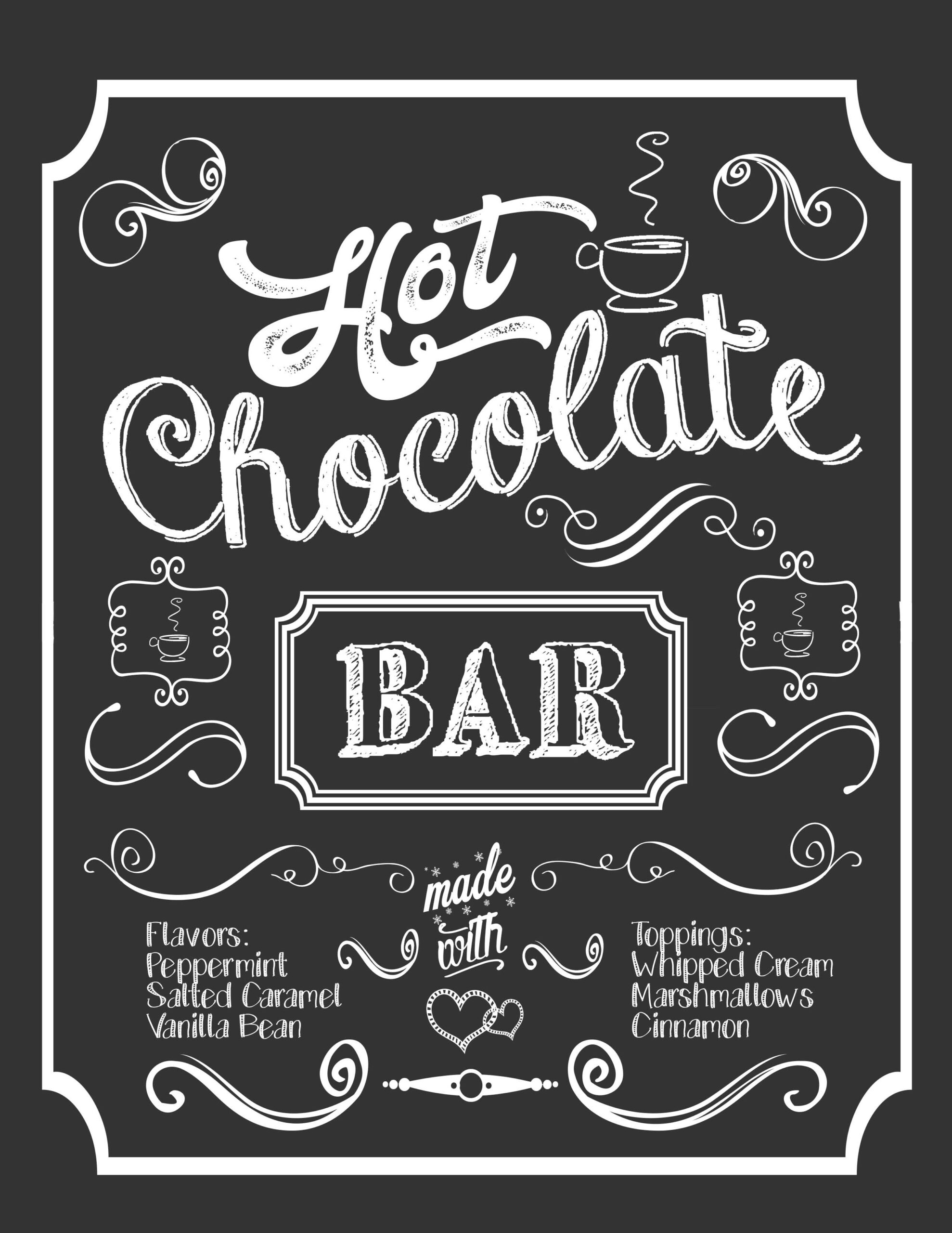 Hot Chocolate Bar Free Chalkboard Printable Sign Fillable Form 2023