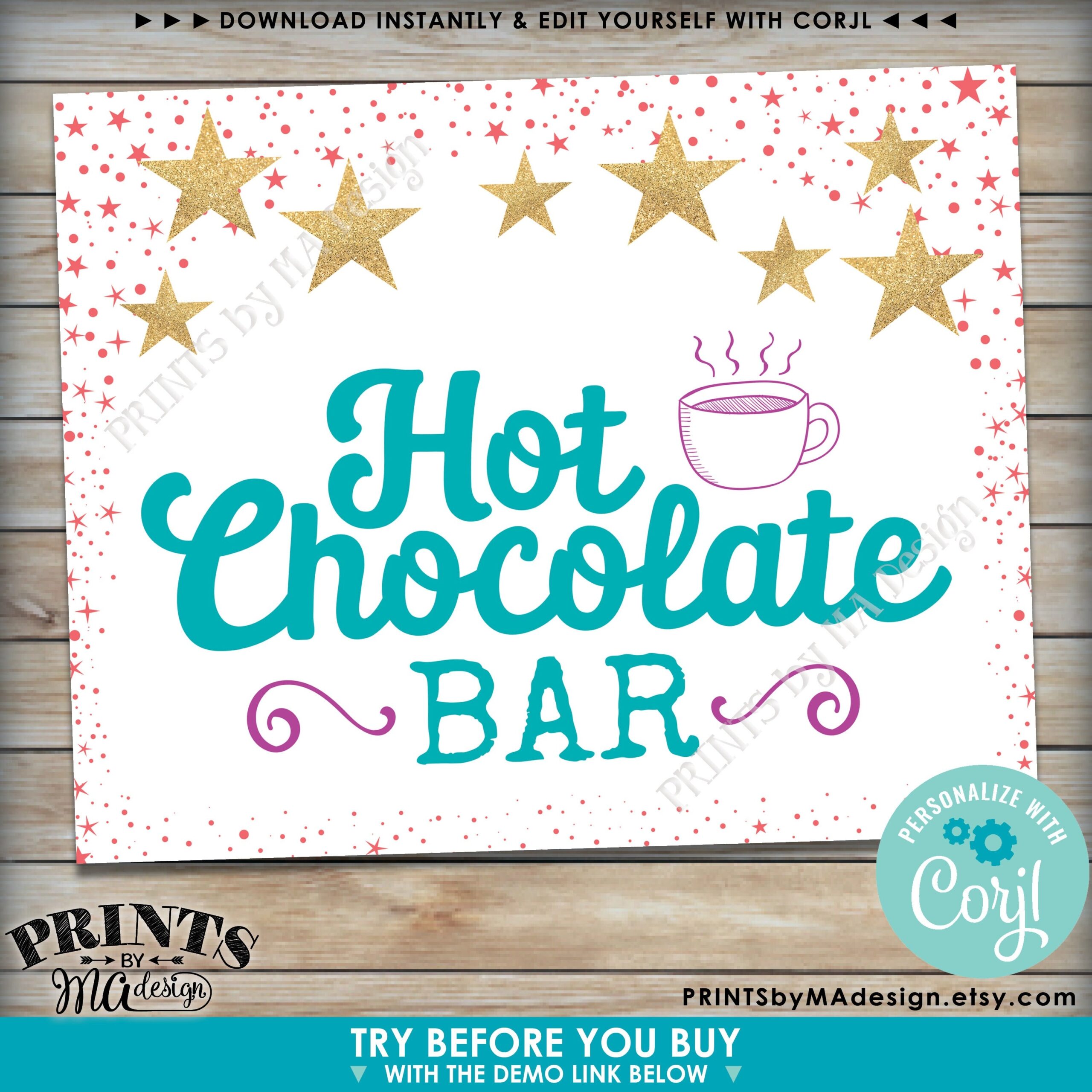 Hot Chocolate Bar Printable Sign Printable Calendars AT A GLANCE