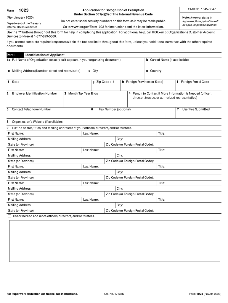 Irs Form 1023 Printable Printable Forms Free Online