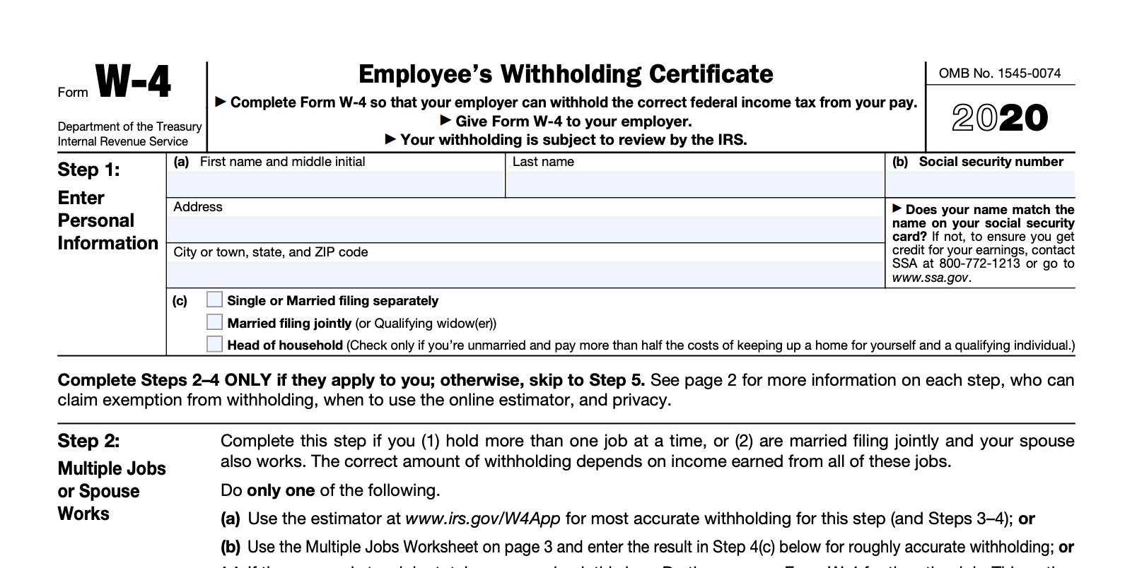 Irs Form W 4v Printable Printable W 4 Forms W4 Form 2021 Printable Images