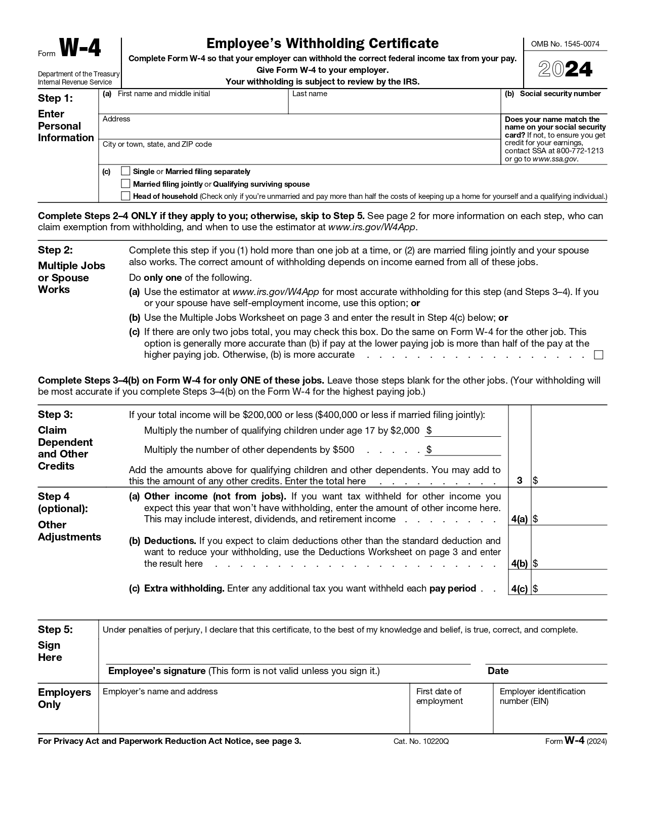 Irs W 4 Forms Printable 2024 Nonah Annabela