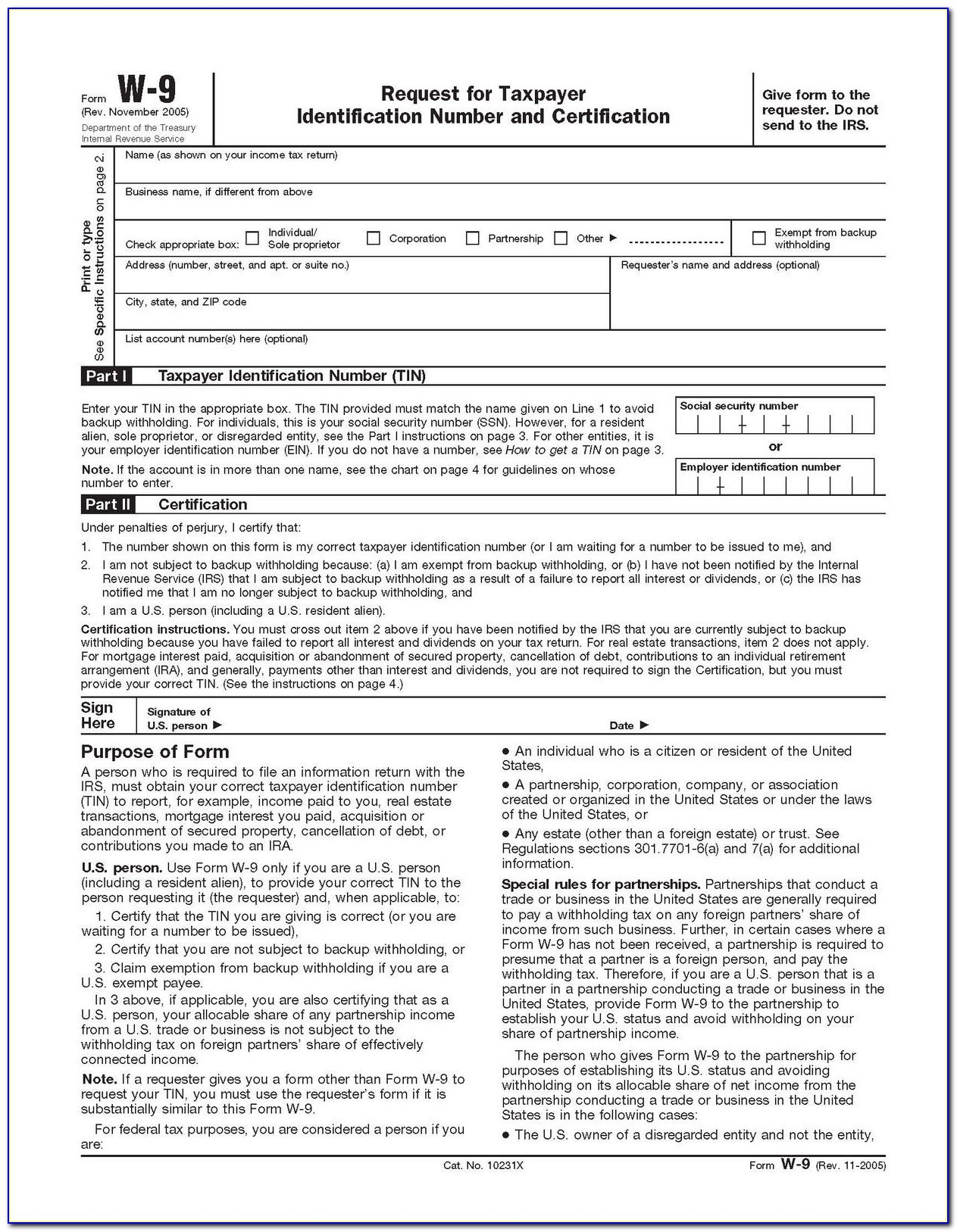 Irs W9 Printable Form 2023 Printable Forms Free Online