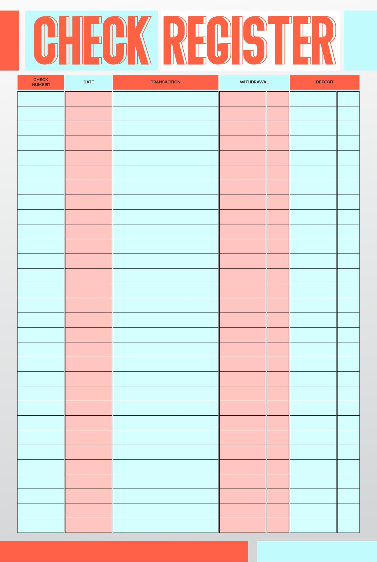 Large Print Free Printable Check Register Templates Printable Forms