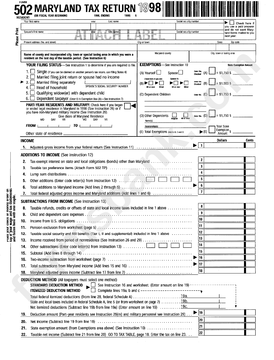 Maryland Printable Tax Forms Printable Forms Free Online