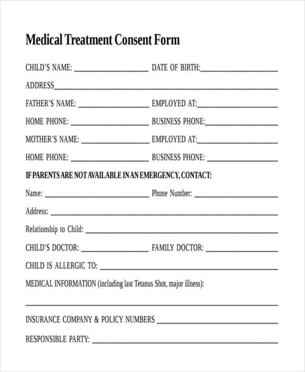 Medical Consent Form For Minor Printable Printable Forms Free Online