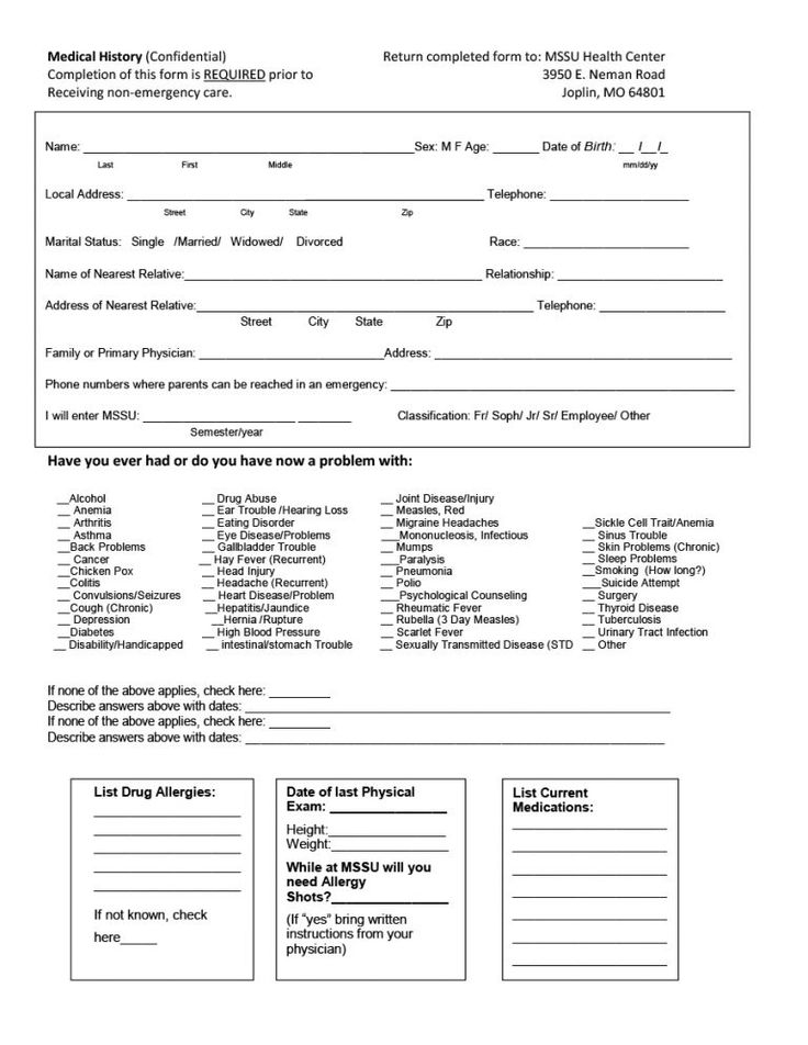 Medical History Form 10 Best Ideas Of Medical History Form