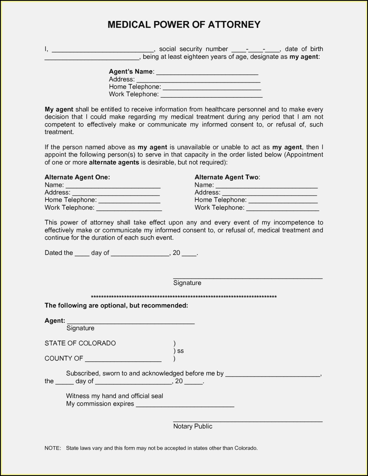 Medical Power Of Attorney Free Printable Forms Printable Forms Free 