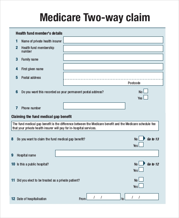 Medicare Claim Form Printable Printable Forms Free Online