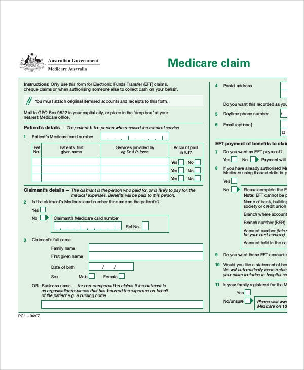 Medicare Claim Form Printable Printable Forms Free Online