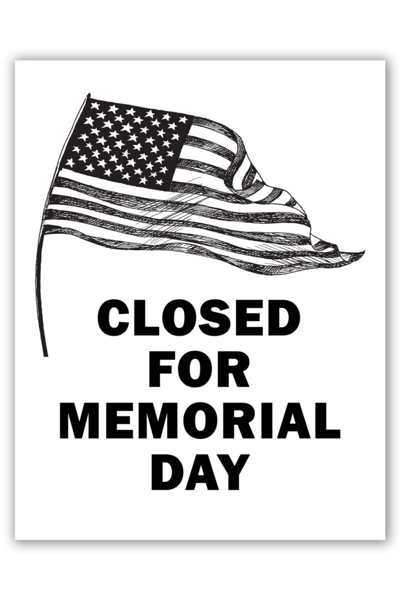 Memorial Day 2024 Closed Sign Free Printable Pavla Beverley