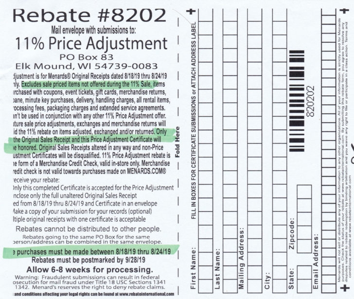 Menards Printable Rebate Forms MenardsRebate Form