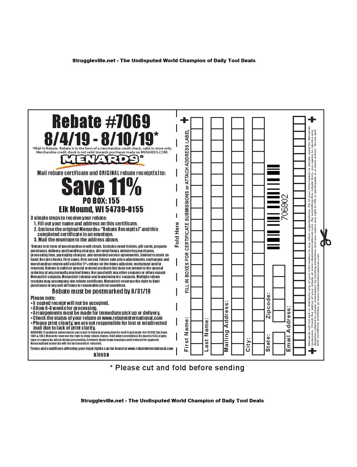 Menards Rebate Form Fillable Printable Form 2024