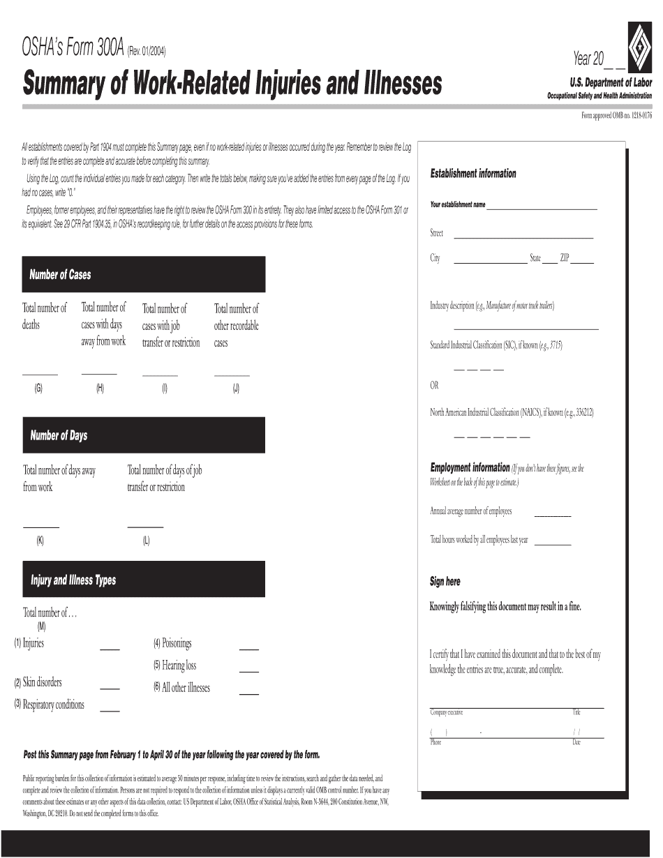 Osha 300 And 300a Printable Form Printable Form 2024