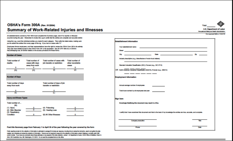 Osha 300a Printable Form Printable Forms Free Online Osha 300a Printable Form Printable Forms Free Online