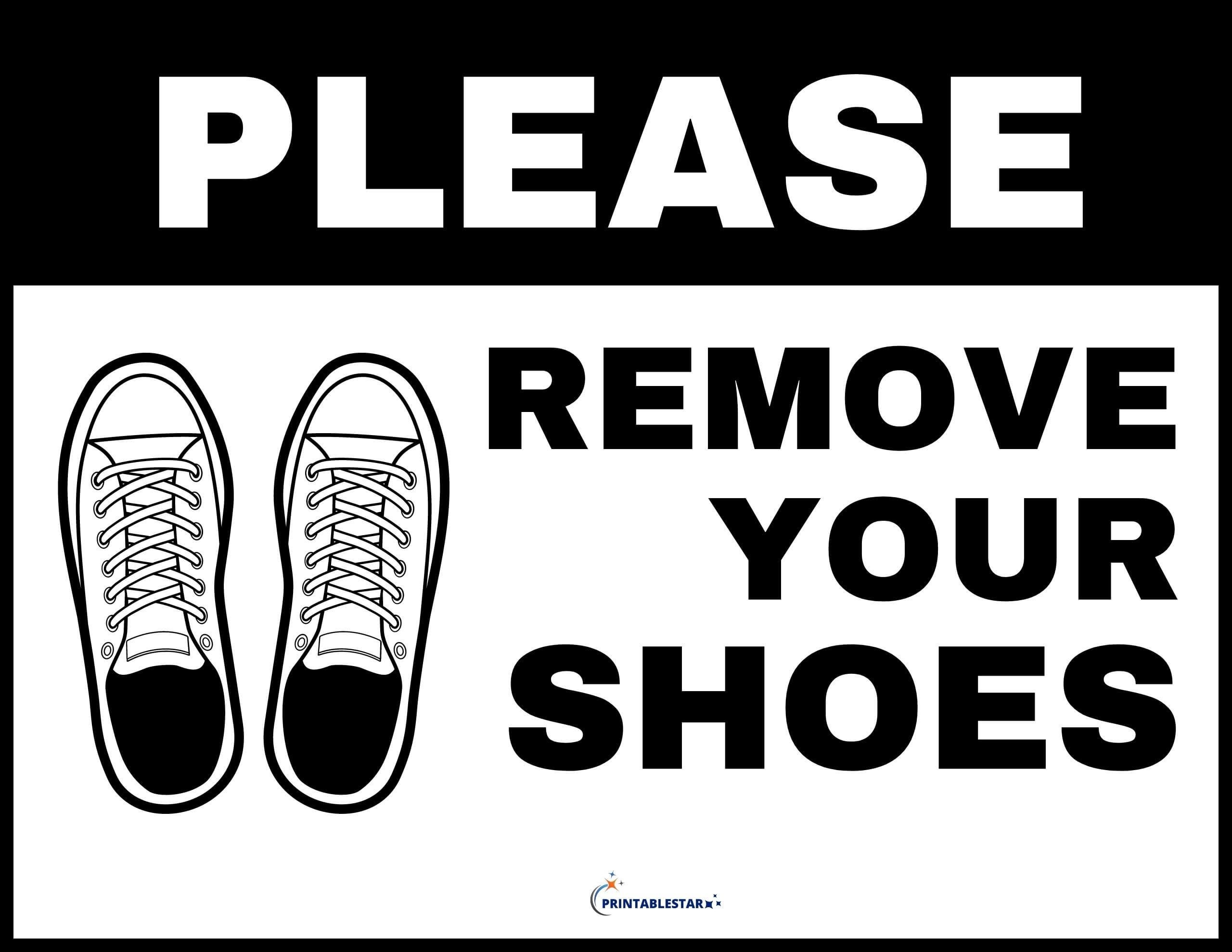 Please Remove Your Shoes Sign Printable