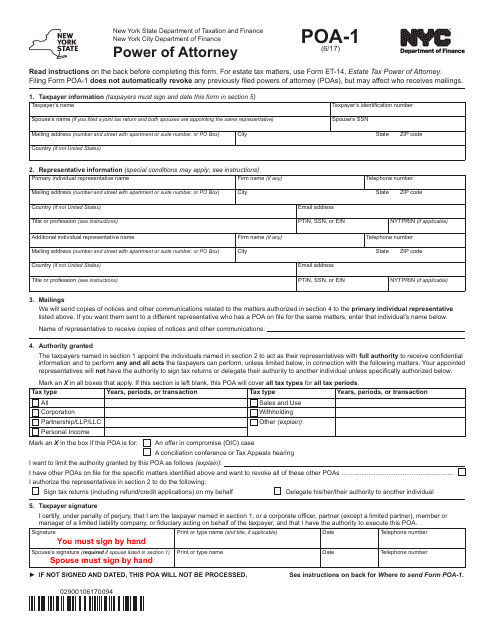 Poa Fillable Form Printable Forms Free Online