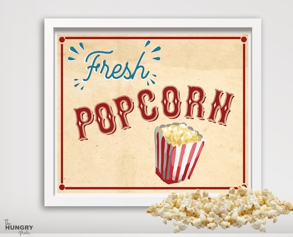 Popcorn Sign Printable Popcorn Bar Sign Fresh Popcorn Sign Etsy