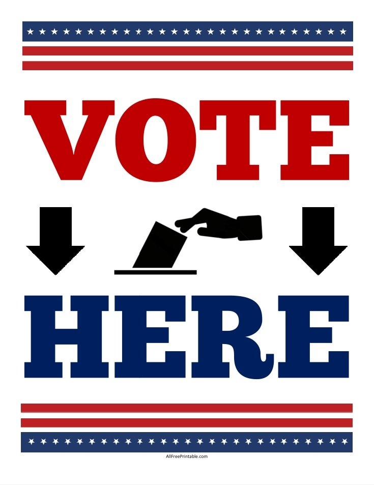 Print Vote Here Sign Left Free Printable