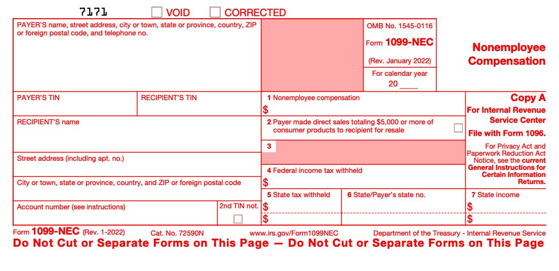 Printable 1099 Nec Form 2023 Printable Forms Free Online