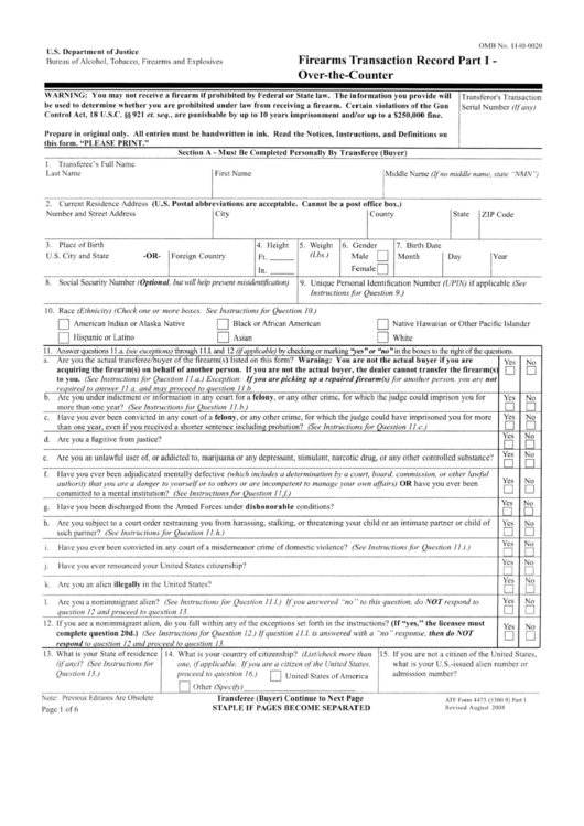 Printable 4473 Form Printable Forms Free Online