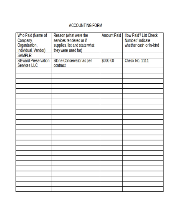 Printable Accounting Forms Printable Forms Free Online