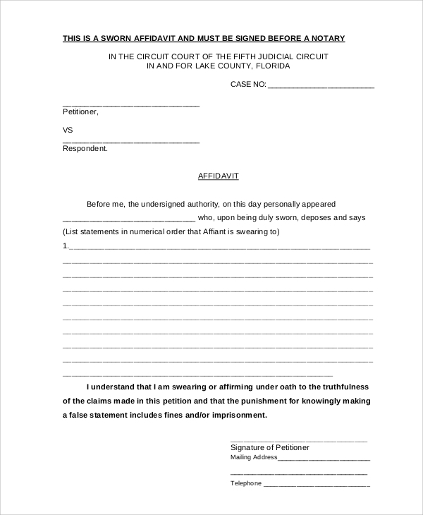 Printable Affidavit Form Pdf Printable Forms Free Online Printable Affidavit Form Pdf Printable Forms Free Online