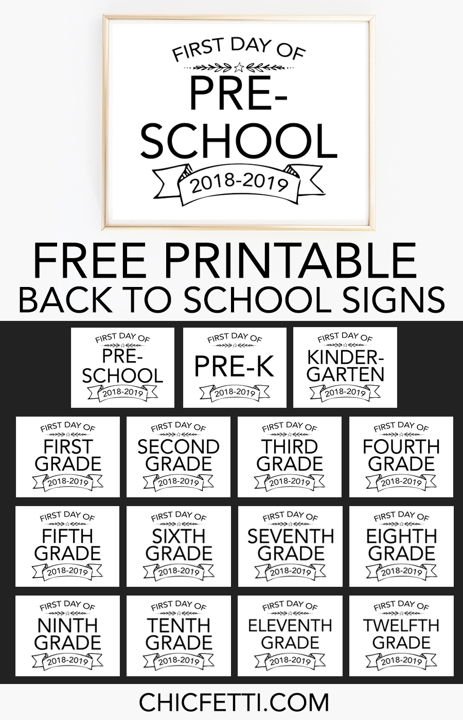 Printable Back To School Signs Print Our Free First Day Of School 