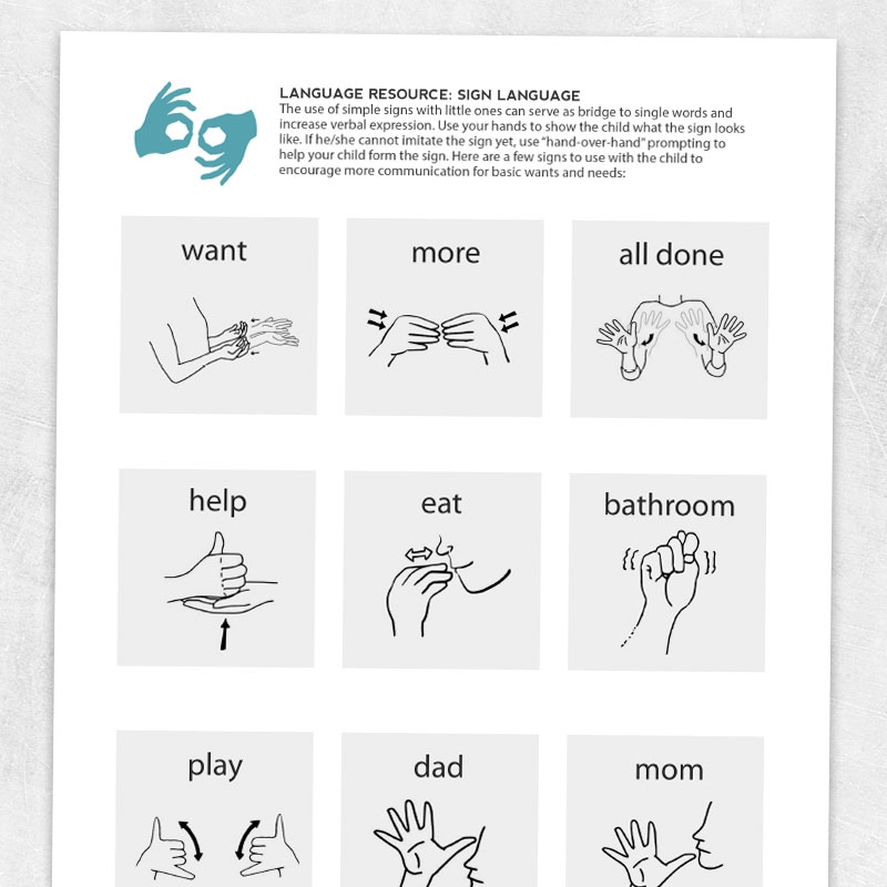 Printable Basic Sign Language Words NBKomputer