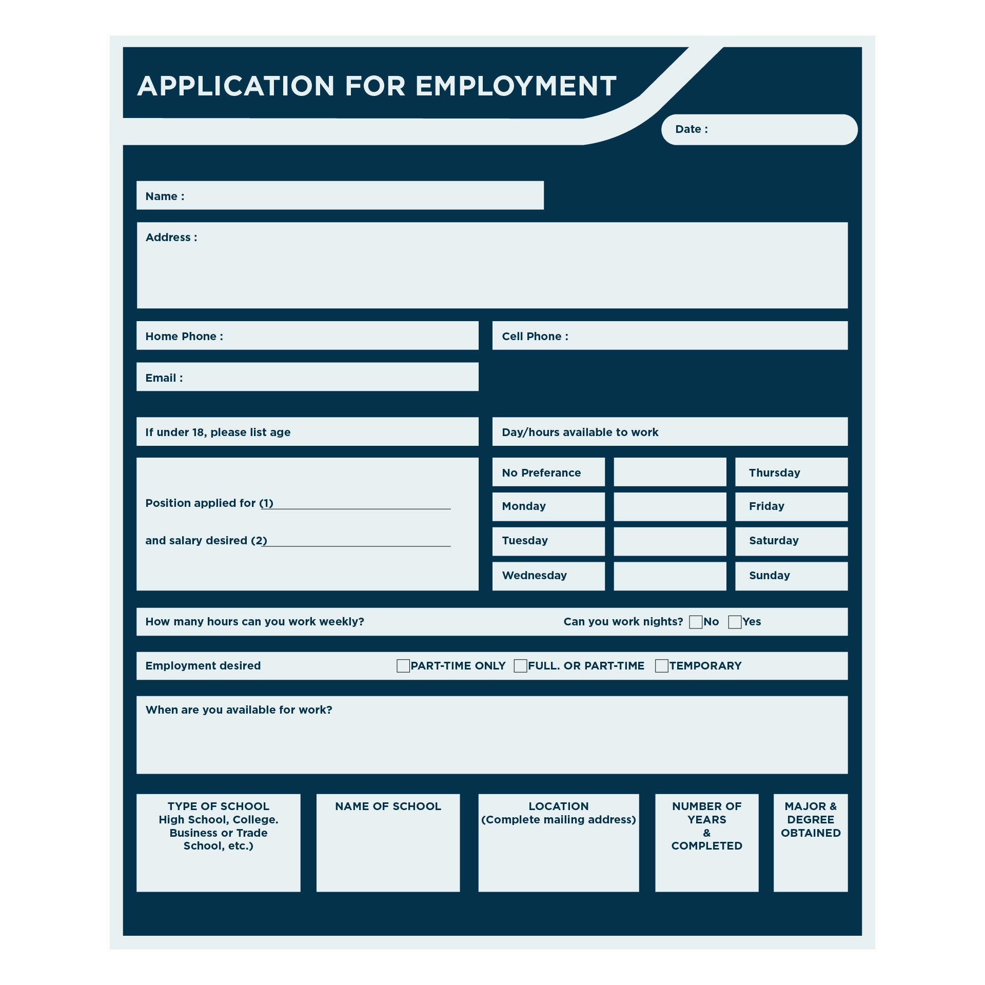 Printable Blank Application Form Printable Forms Free Online