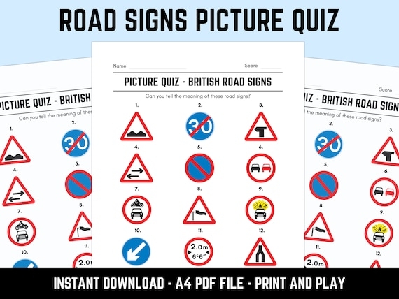 Printable British Road Signs Picture Quiz With Answers Worksheets Library