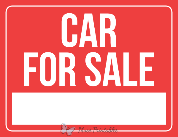 Printable Car For Sale Sign