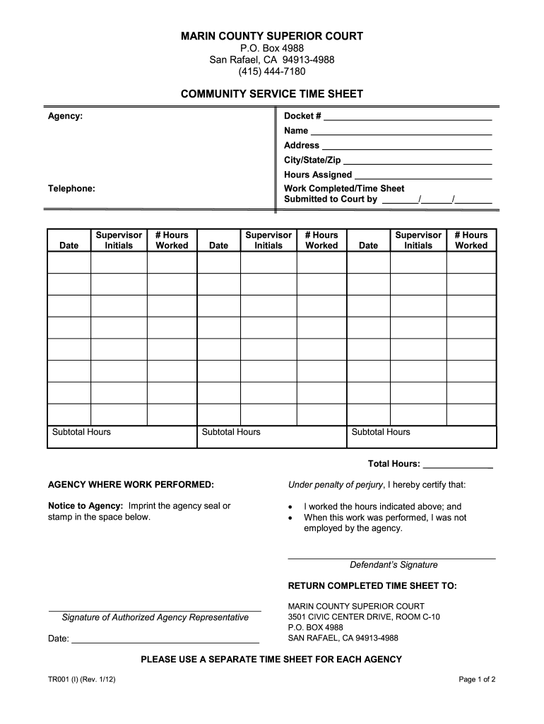 Printable Community Service Forms For Court Printable Form 2024