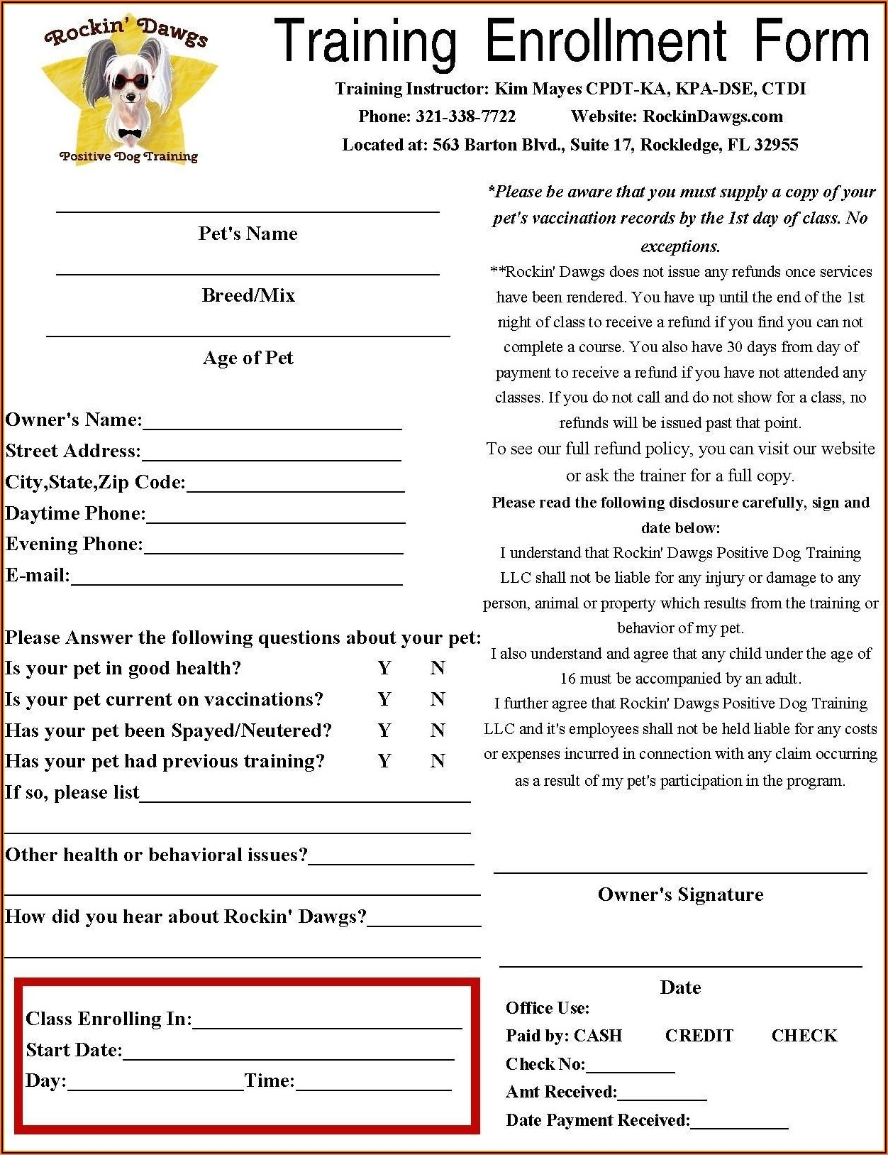 Printable Daycare Enrollment Forms Printable Forms Free Online