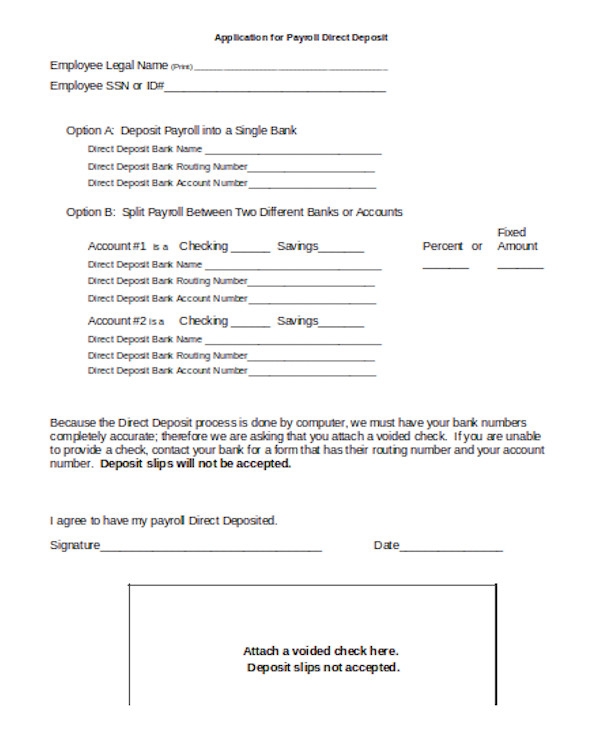 Printable Direct Deposit Forms