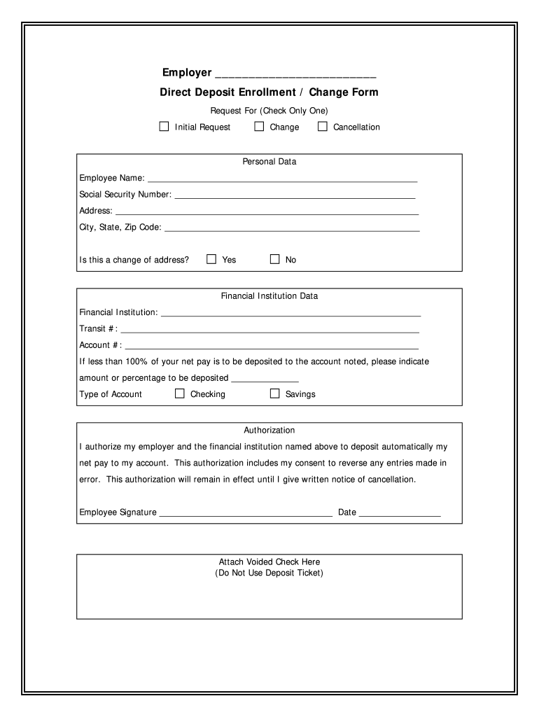 Printable Direct Deposit Forms