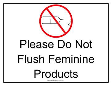 Printable Do Not Flush Feminine Products Sign