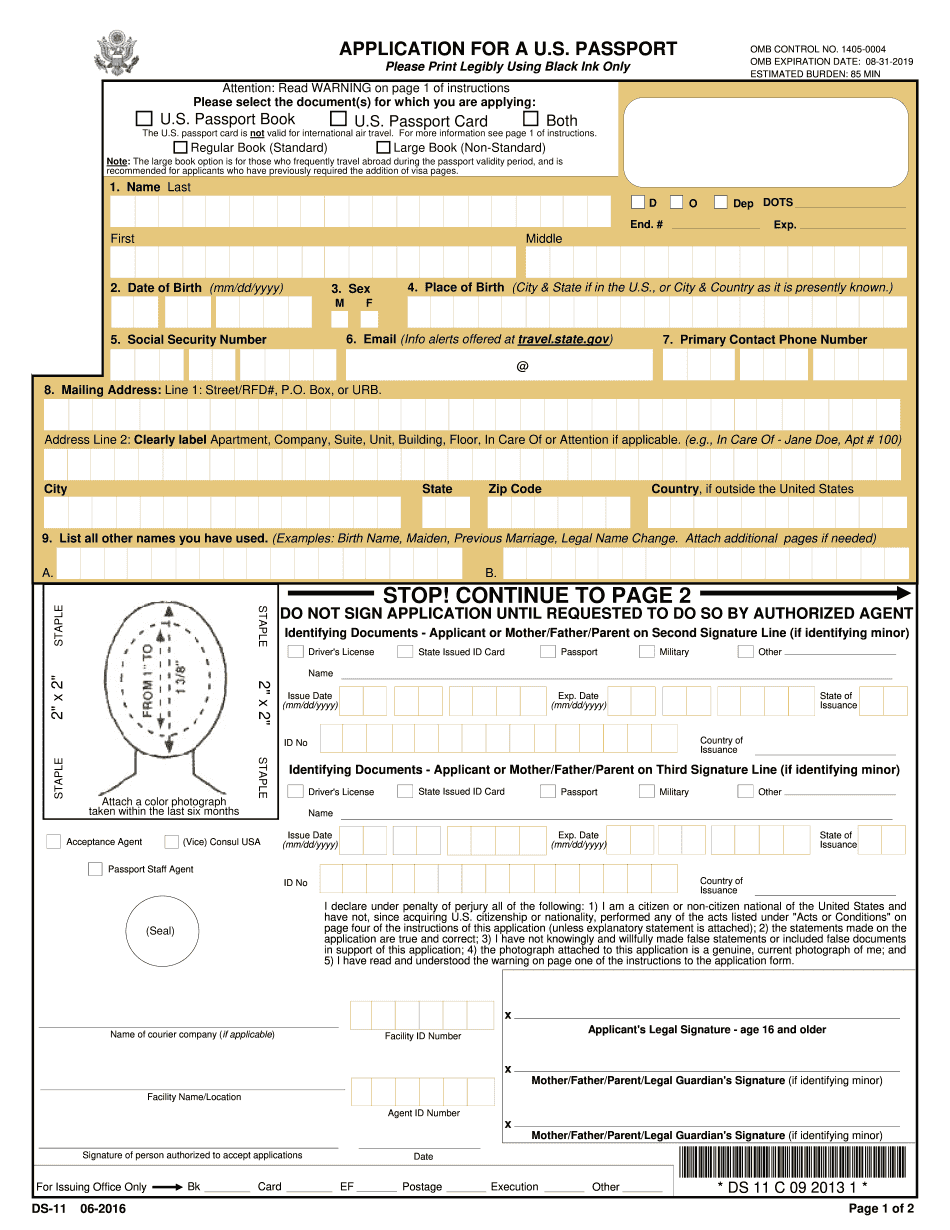 Printable Ds 11 Passport Form Printable Form 2024