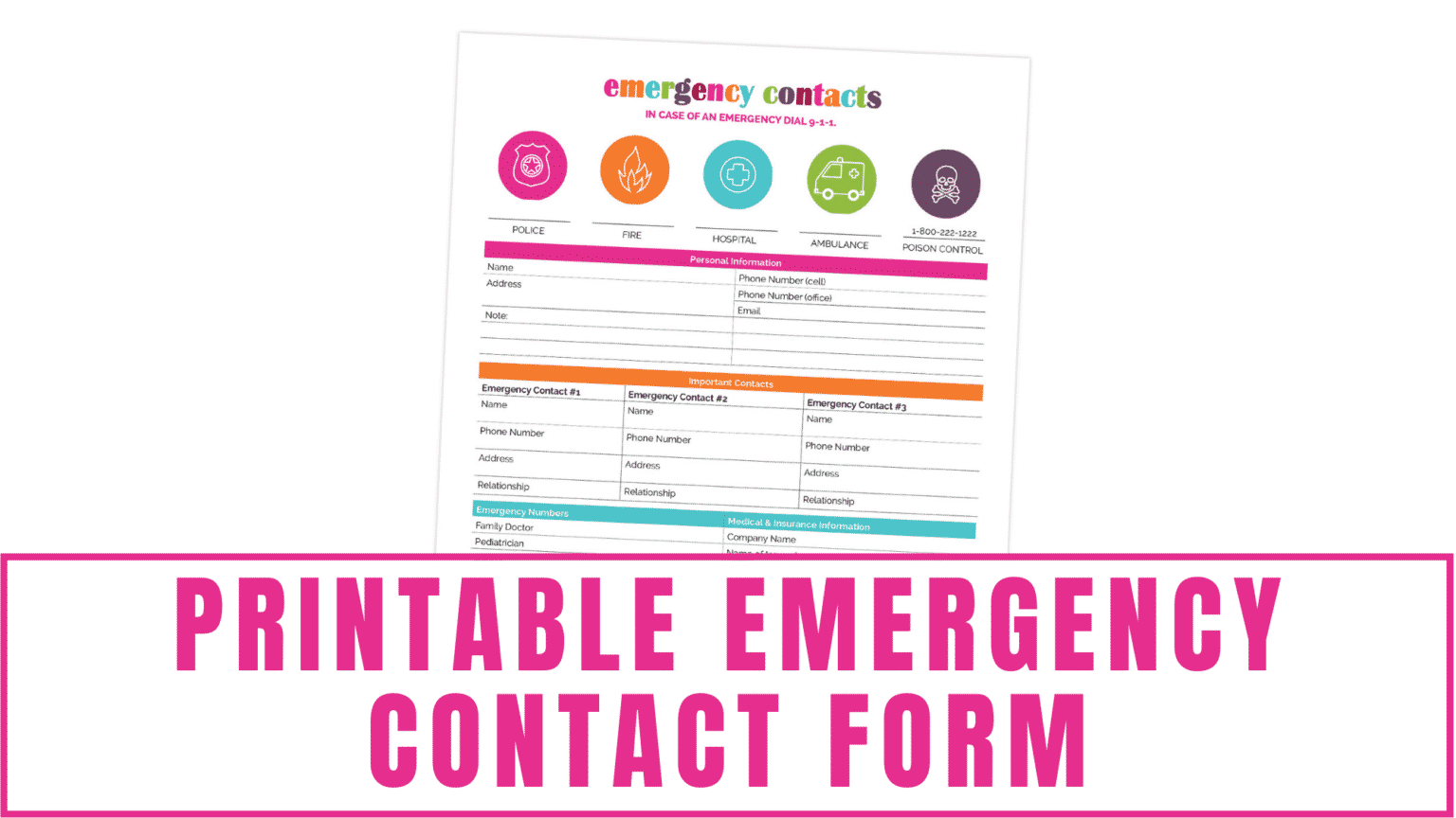 Printable Emergency Contact Form