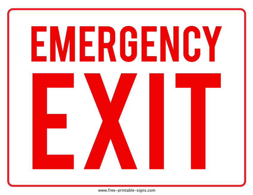Printable Emergency Exit Sign Free Printable Signs Printable Emergency Exit Sign Free Printable Signs