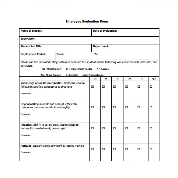 Printable Employee Evaluation Form Pdf Free Printable Forms Free Online