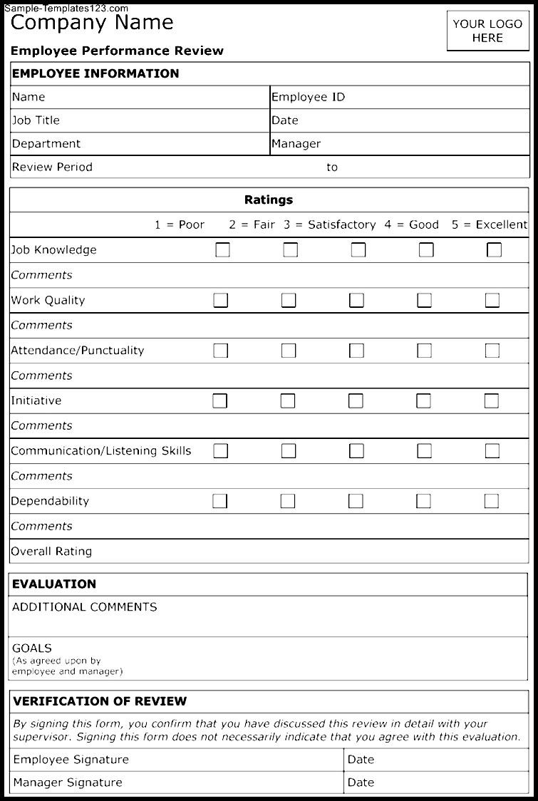 Printable Employee Evaluation Form Printable Forms Free Online