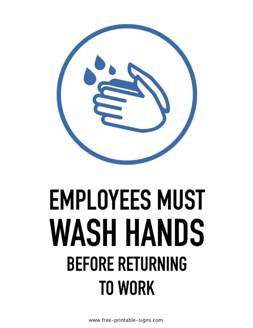Printable Employees Must Wash Hands Sign Free Printable Signs